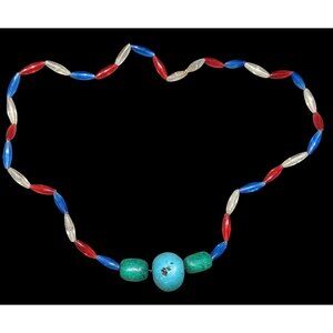 Handmade Retro Plastic And Stone Beaded Necklace